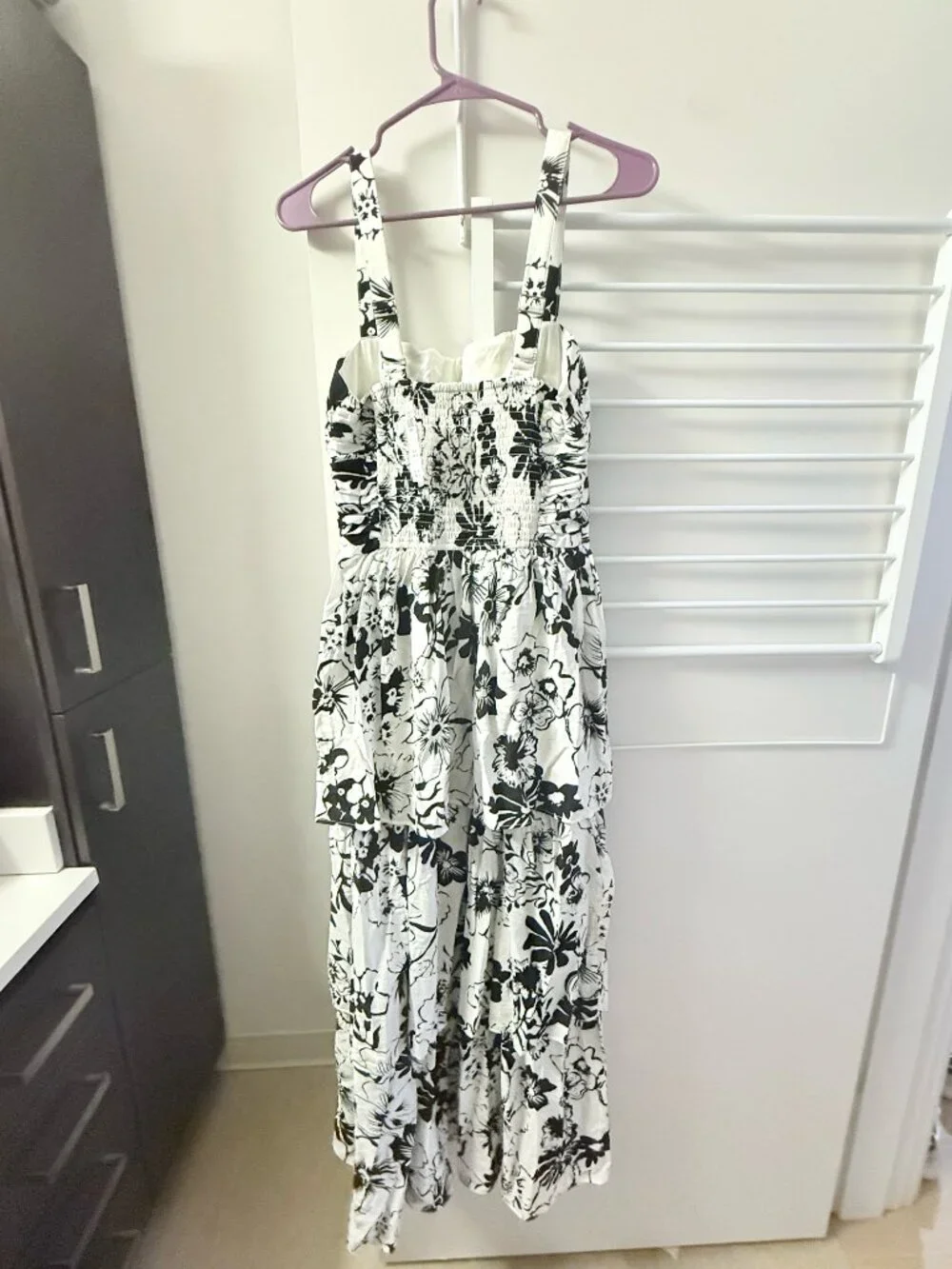 Abercrombie & Fitch Emerson Black & White Floral Tiered Maxi Dress MTall